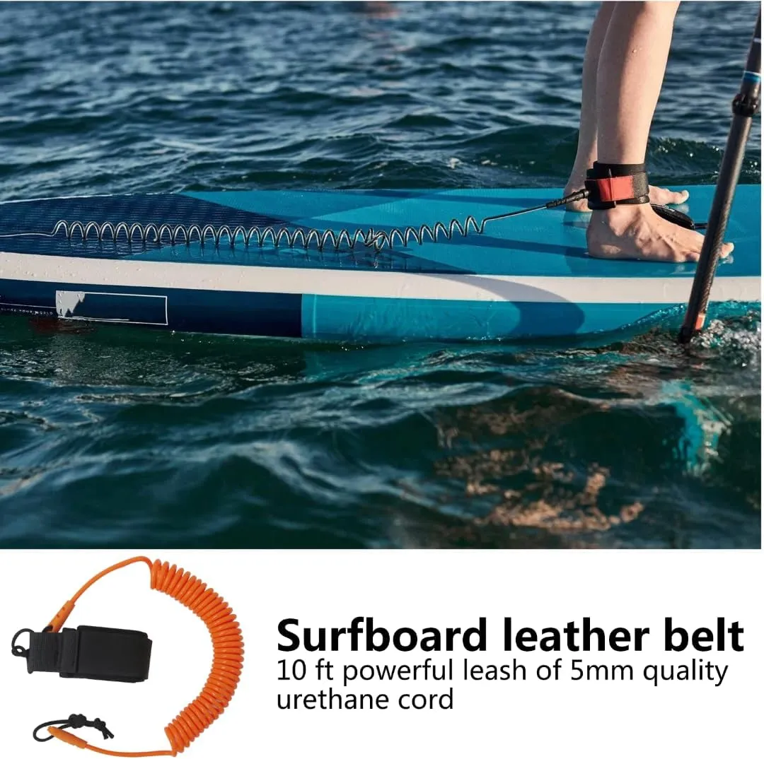 Stand UP Paddle Board 10FT SUP Leash 5mm Coiled Spring Leg Rope Leash - Orange