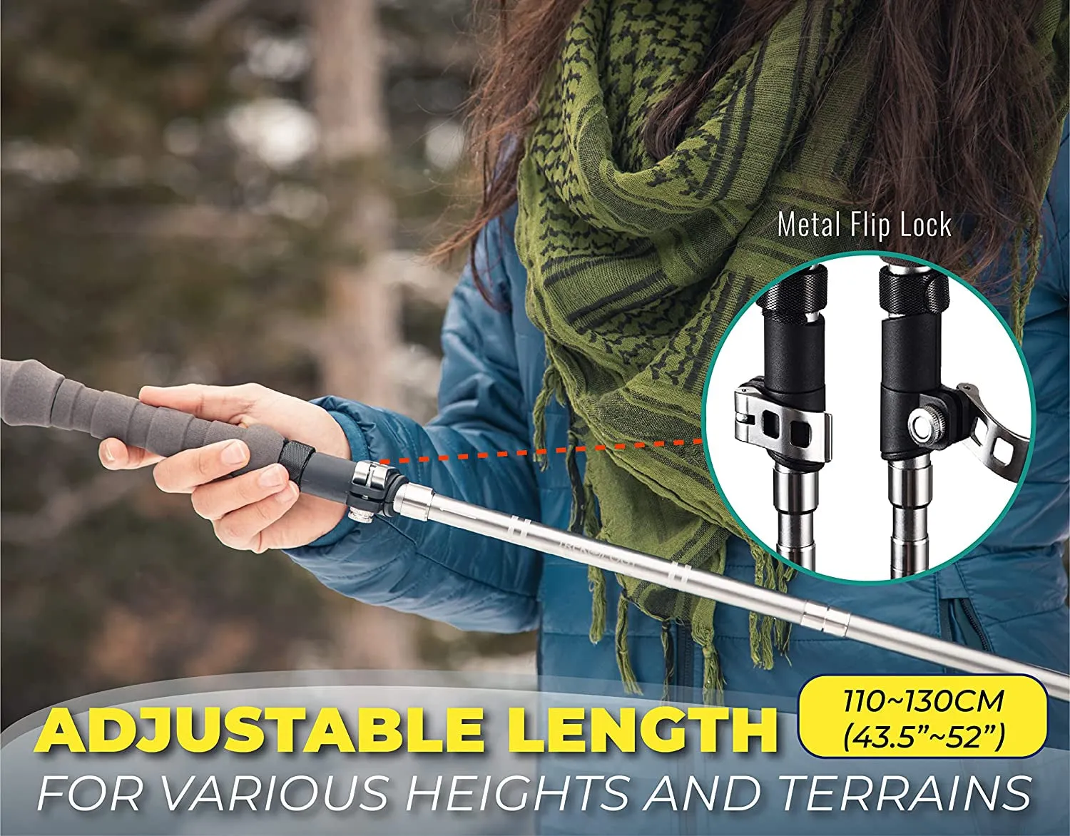 Trekking Poles, Hiking Poles, Trekking Poles for Hiking, Nordic Walking Poles, Trek Z-Cork Collapsible Walking Stick, Trekking Poles Kids, Folding Walking Stick Trekking Poles Ultra Light