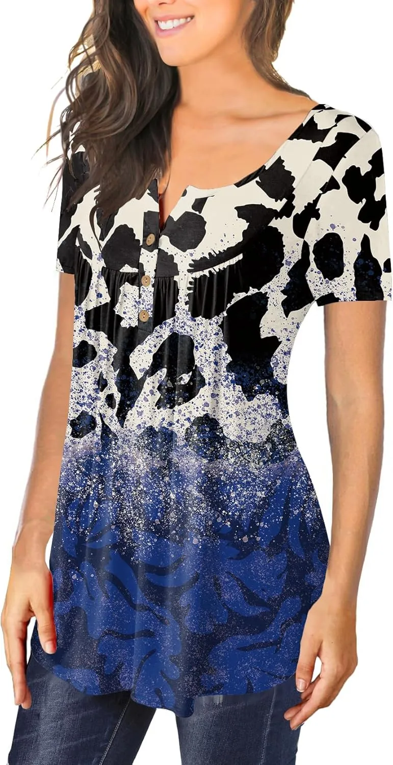 Ulovmi Plus Size Womens Tunic Tops To Wear With Leggings Summer Short Sleeve