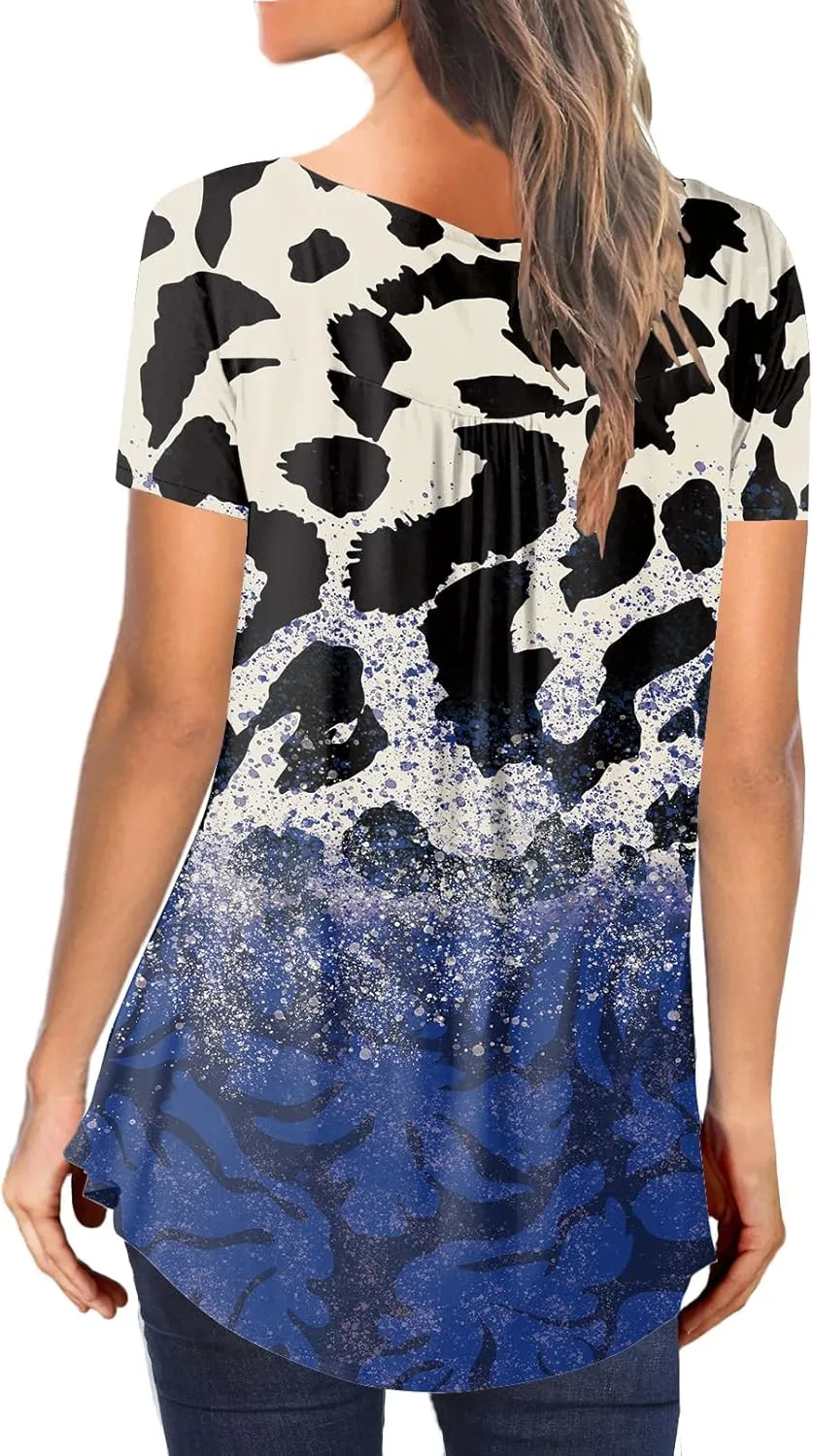 Ulovmi Plus Size Womens Tunic Tops To Wear With Leggings Summer Short Sleeve