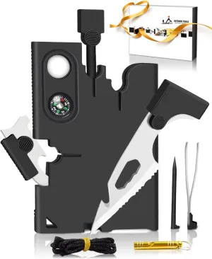 Upgraded Credit Card Tool Multitool - Mens Grandpa Gifts for Dad Who Wants Nothing, Papa Gifts for Him Credit Card Knife Foldable Cool Gadgets for Men Wallet Tools With Blade Compass Screwdrivers