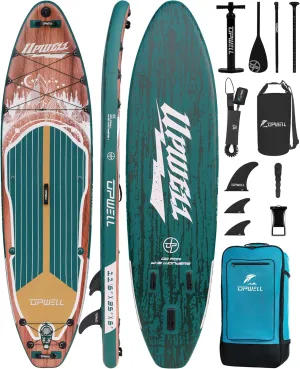 UPWELL 11'6"35" Extra Wide Inflatable Paddle Board, Stand Up Paddle Board for Youth & Adults, Stable Design, Premium SUP Accessories, 120L Backpack, 10L Dry Bag, Paddle, Leash, Hand Pump, US Fins