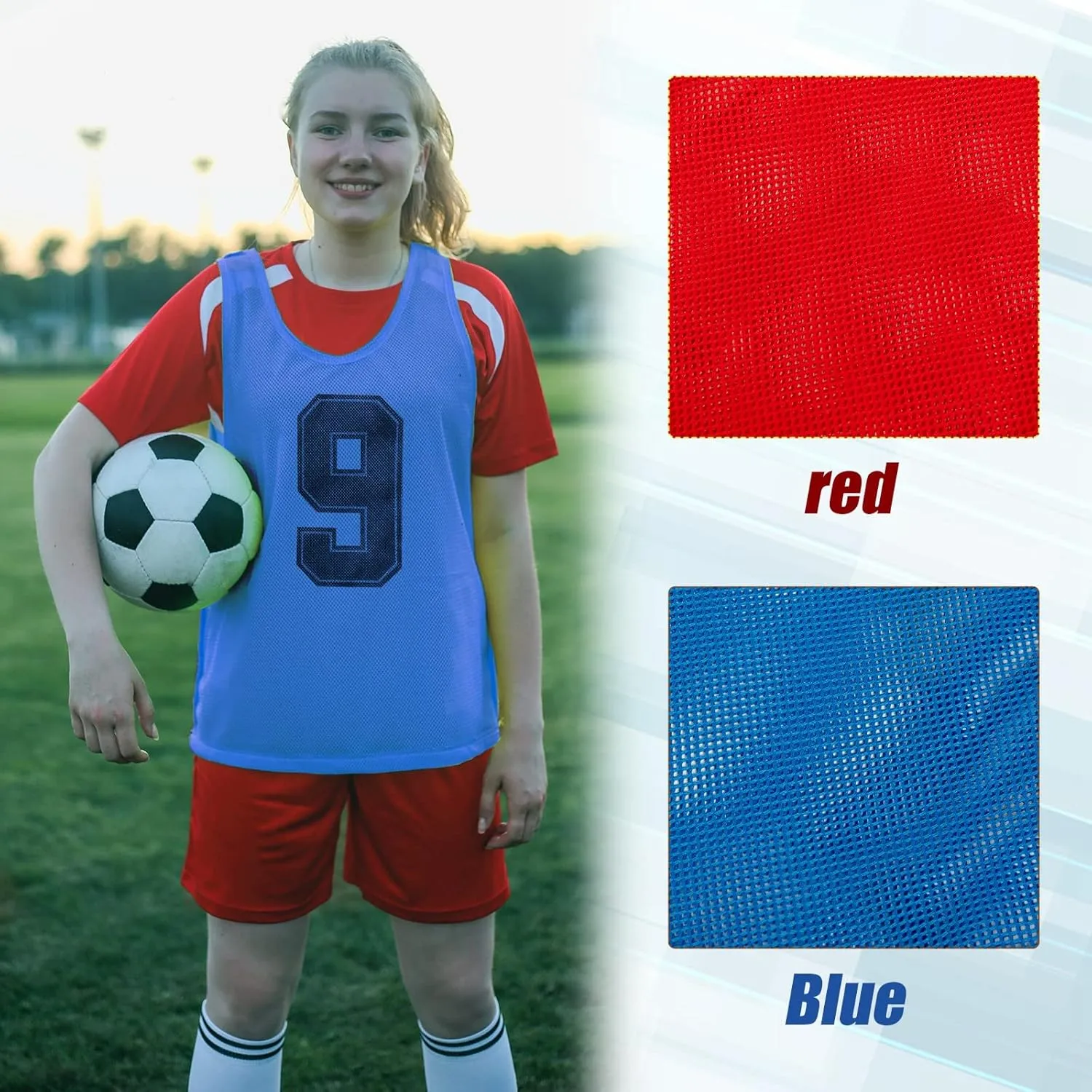 Vabean 24 Pack Nylon Mesh Scrimmage Team Practice Vests Pinnies Jerseys Train Vest for Adult Sport Basketball Soccer Football