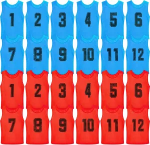 Vabean 24 Pack Nylon Mesh Scrimmage Team Practice Vests Pinnies Jerseys Train Vest for Adult Sport Basketball Soccer Football