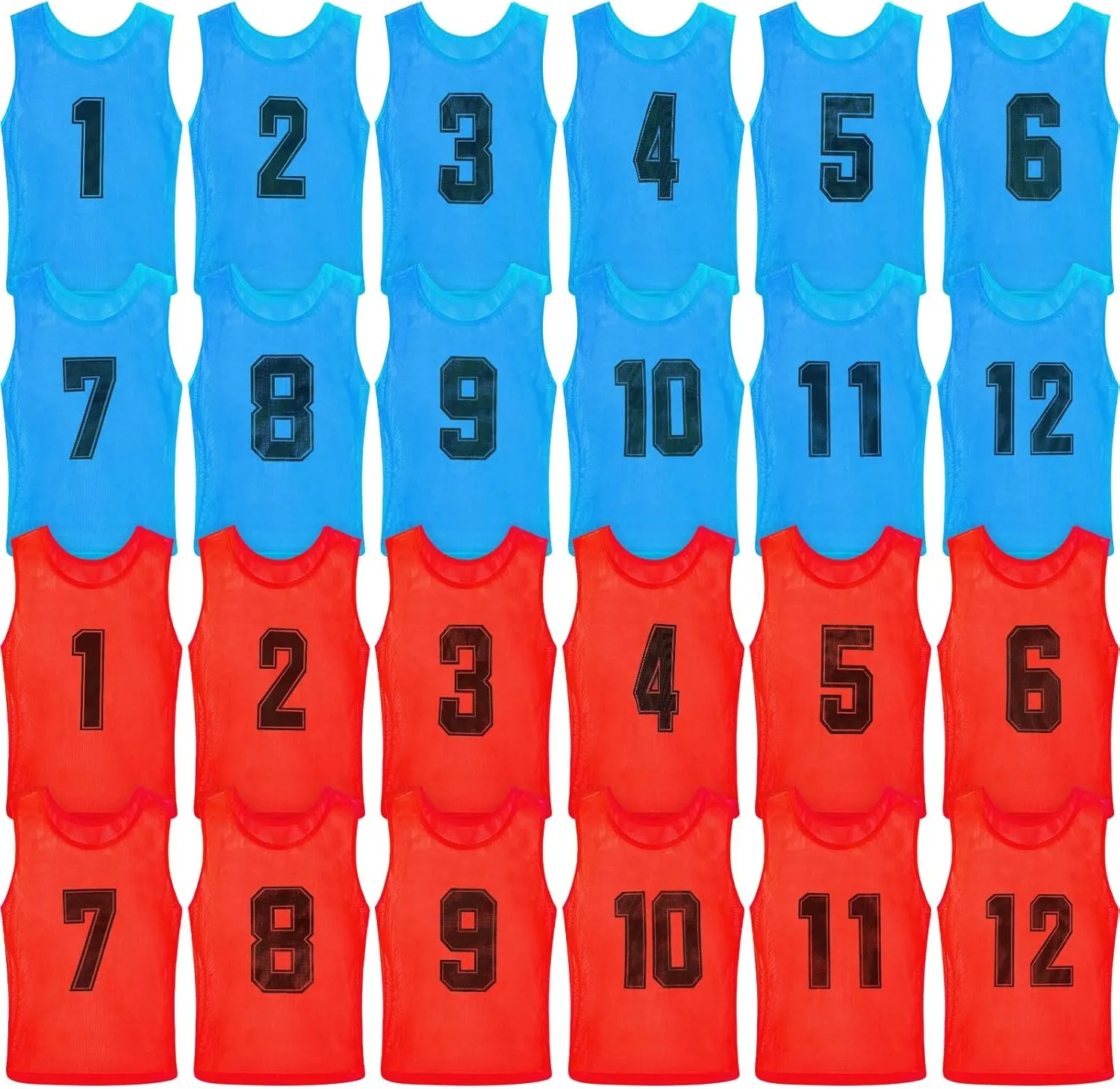 Vabean 24 Pack Nylon Mesh Scrimmage Team Practice Vests Pinnies Jerseys Train Vest for Adult Sport Basketball Soccer Football